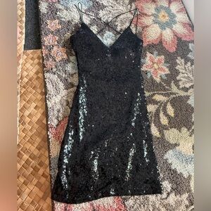 B Darlin Black Sequin Backless Dress